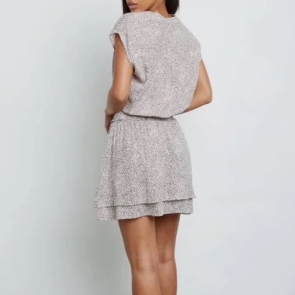 Rails Angelina Dress Sand Cheetah Shirred Waist Mini Dress Cap Sleeve Size XS - Picture 3 of 15